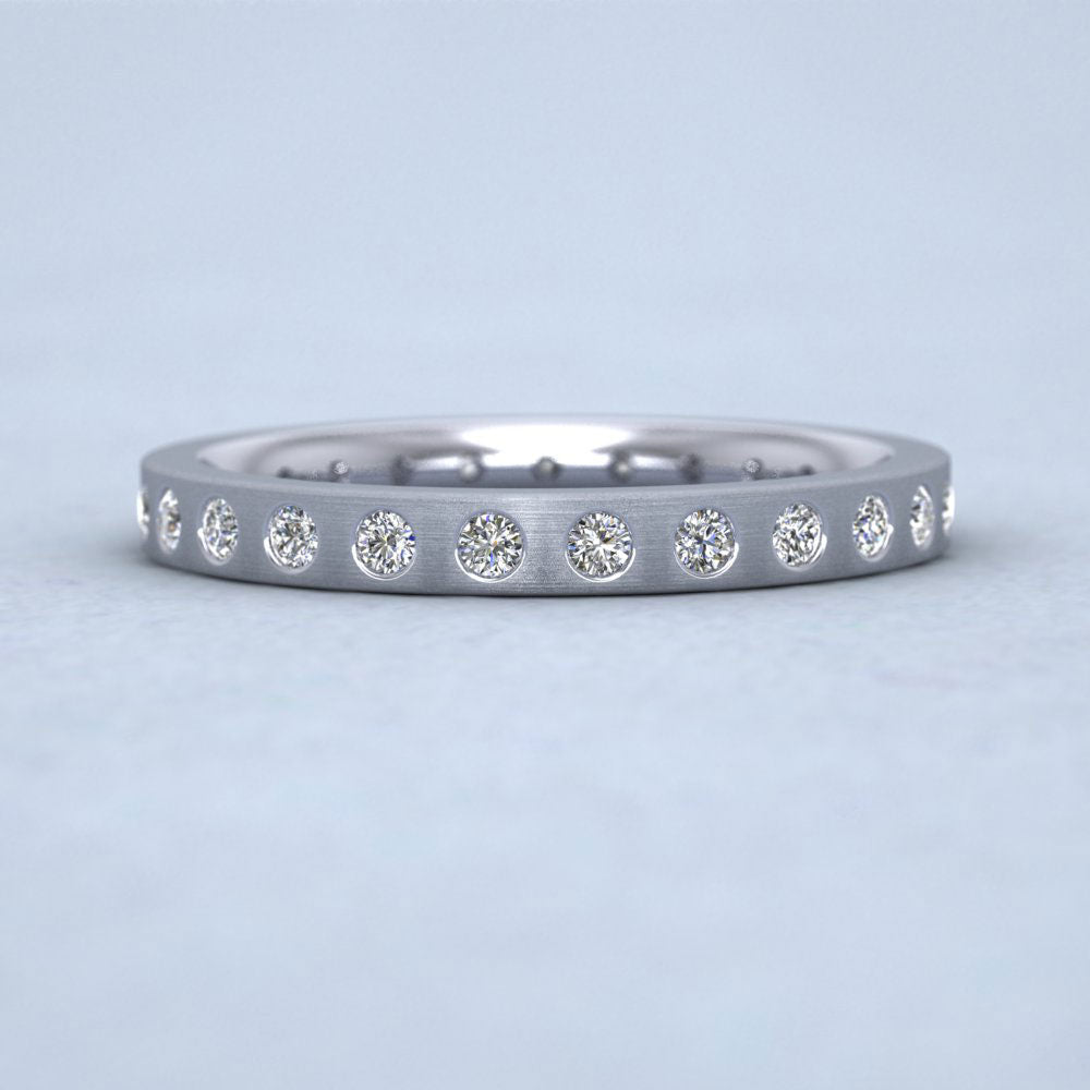 Full Diamond Set 950 Platinum 2.5mm Wedding Ring With 25 Diamonds Down View
