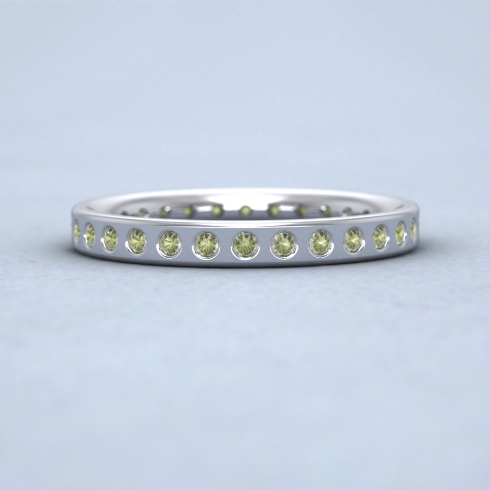 Full Green Sapphire Set 14ct White Gold 2.5mm Wedding Ring Down View