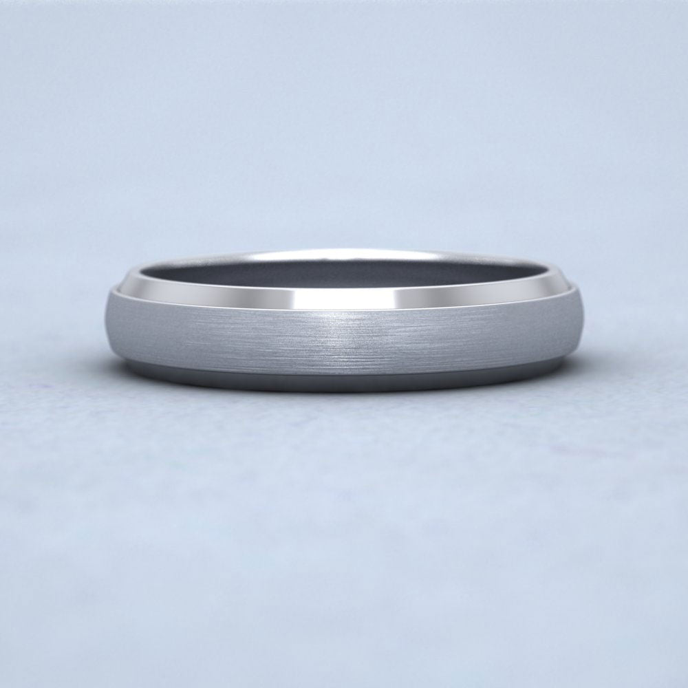 Flat Edge Patterned And Matt Finish 9ct White Gold 4mm Wedding Ring