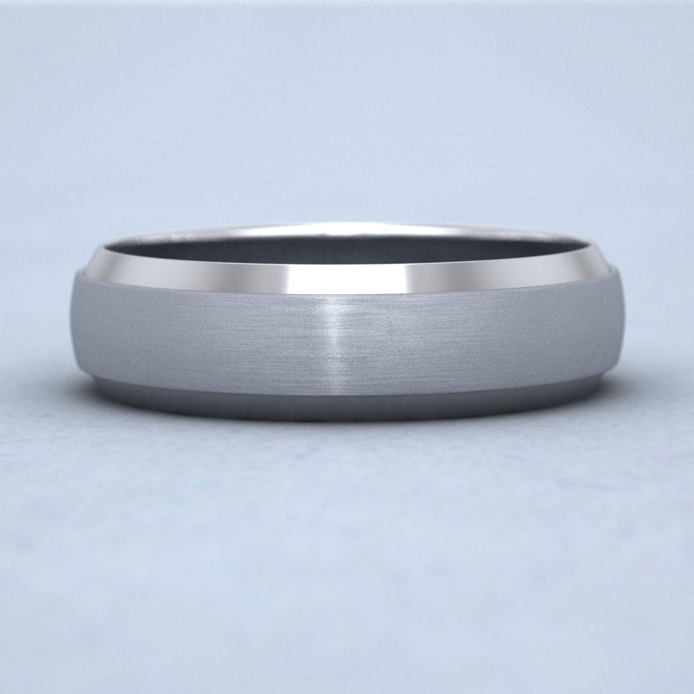 Flat Edge Patterned And Matt Finish 500 Palladium 6mm Wedding Ring