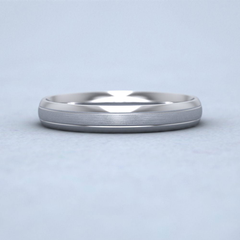 Line Shiny And Matt Finish 9ct White Gold 3mm Wedding Ring