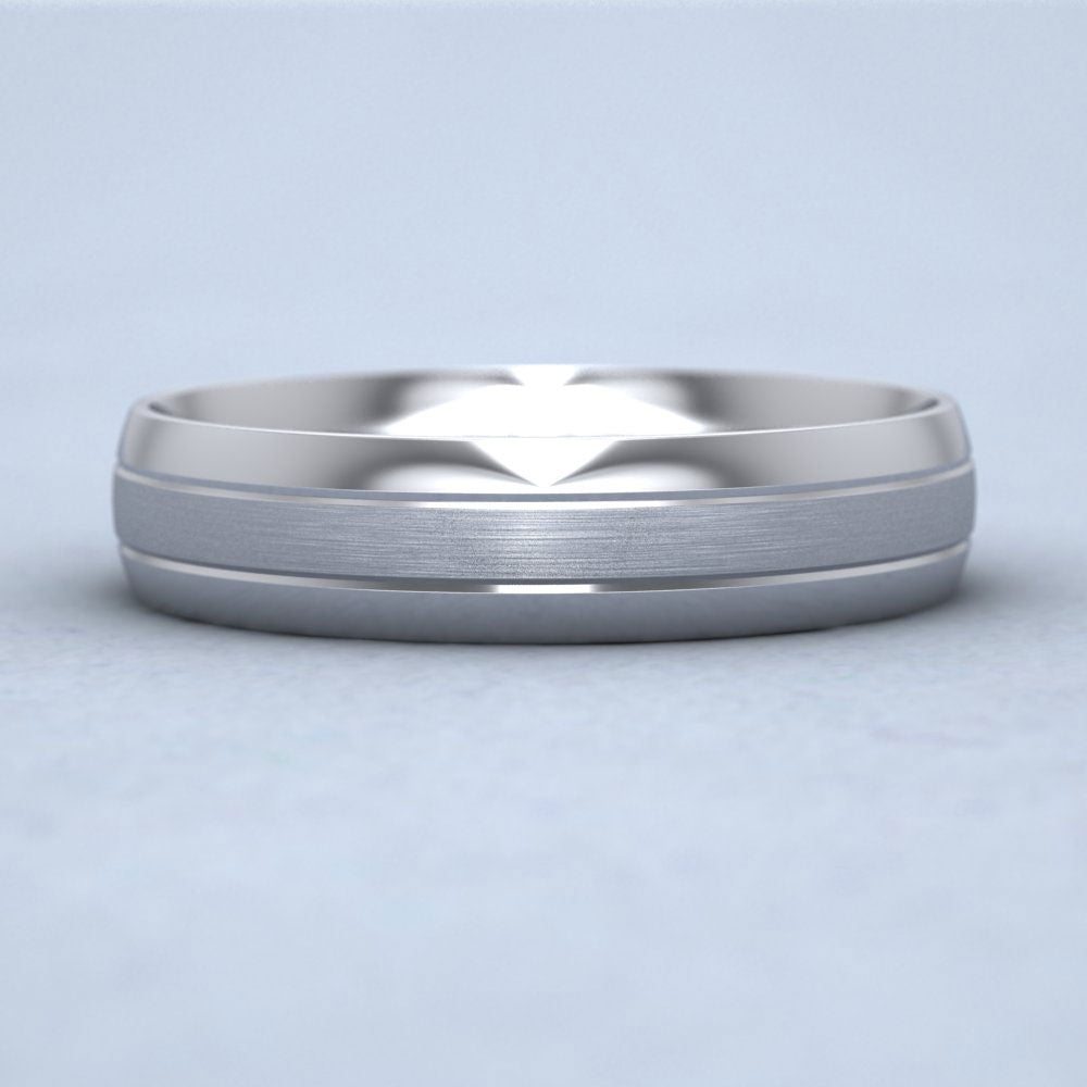 Line Shiny And Matt Finish Sterling Silver 5mm Wedding Ring