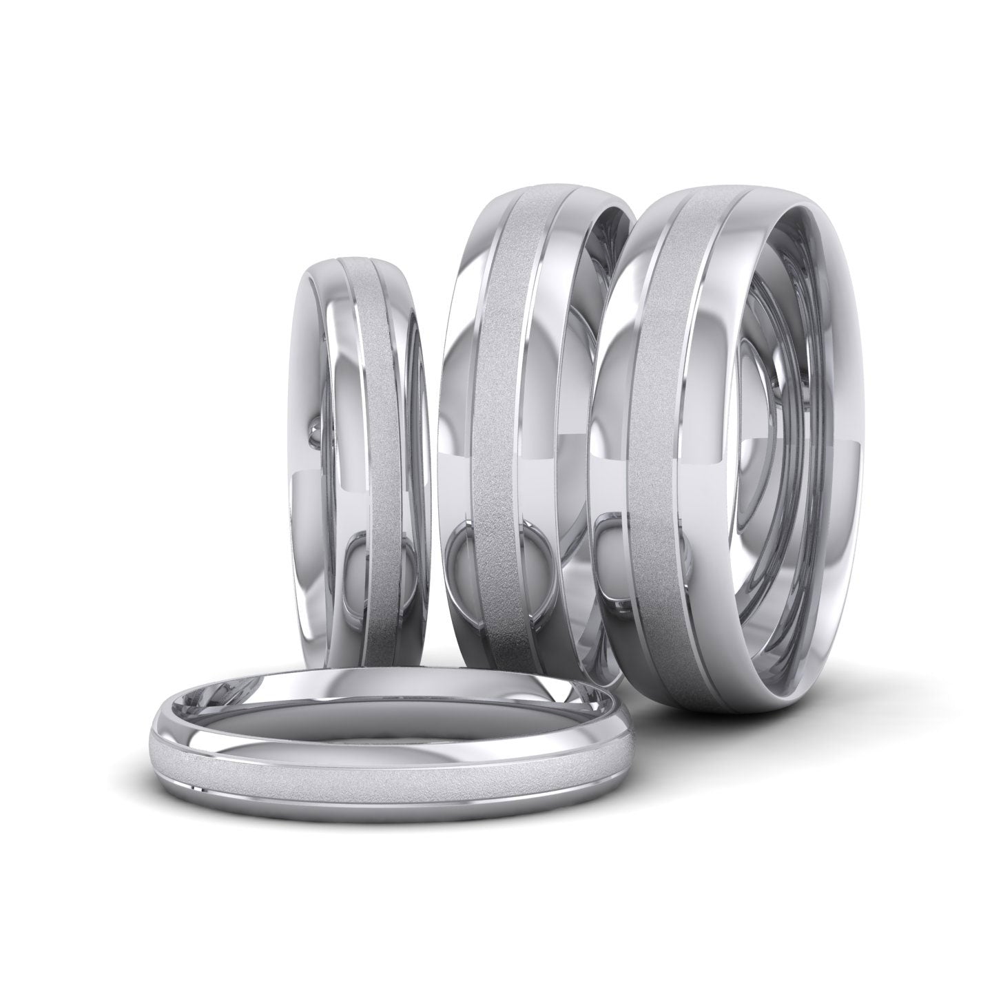 Line Shiny And Matt Finish 500 Palladium 3mm Wedding Ring