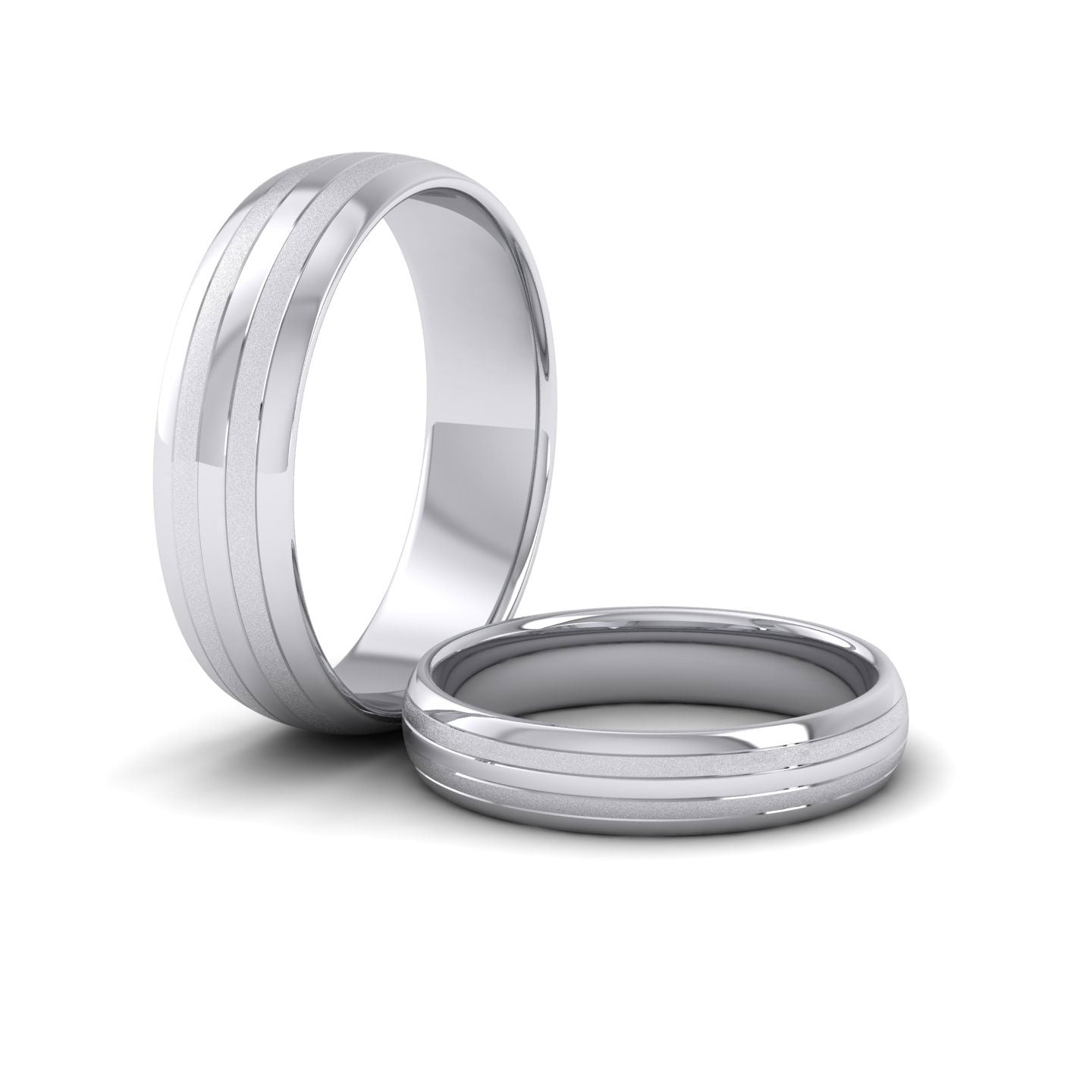 Four Line Pattern With Shiny And Matt Finish 950 Platinum 4mm Wedding Ring