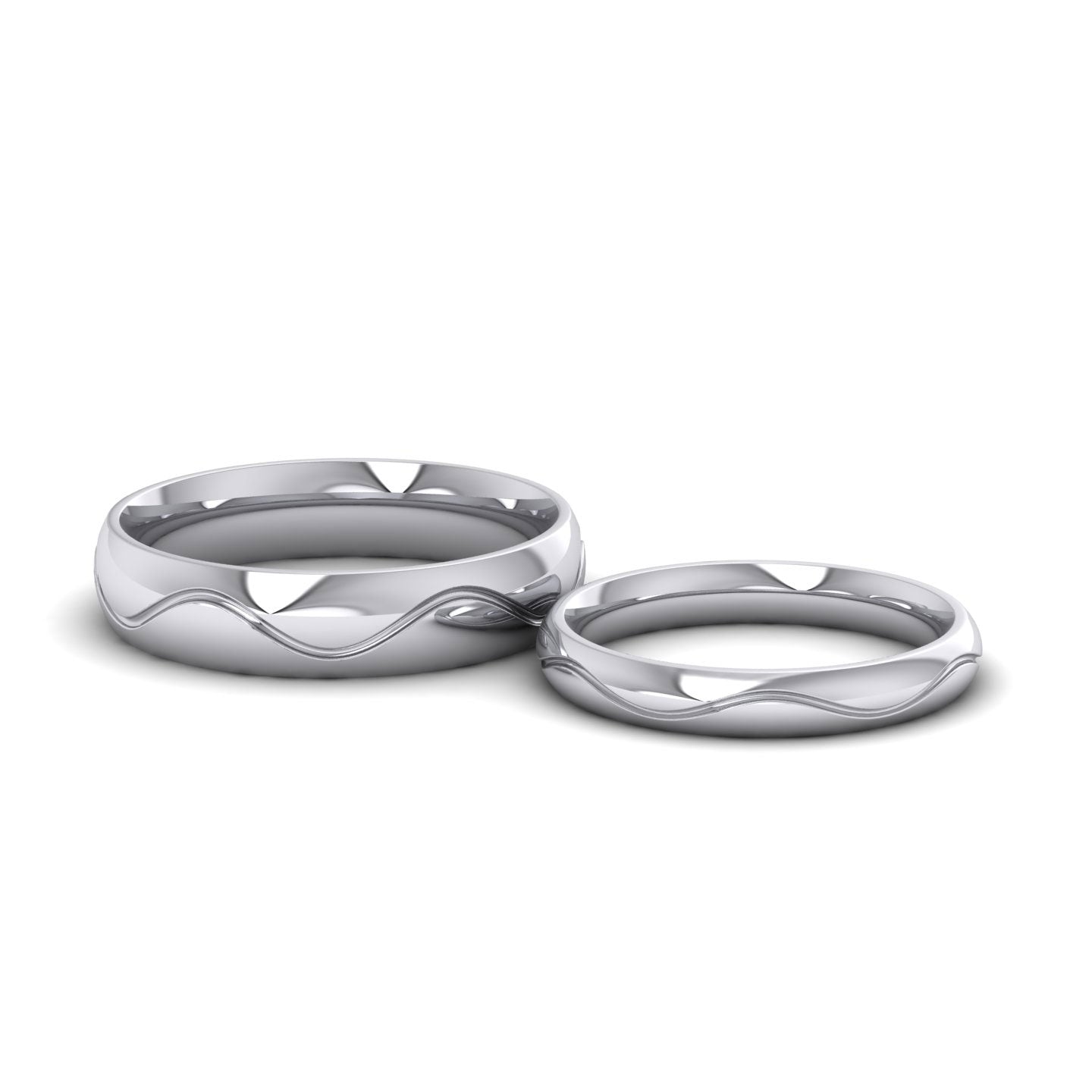 Wave Patterned 950 Palladium 5mm Wedding Ring