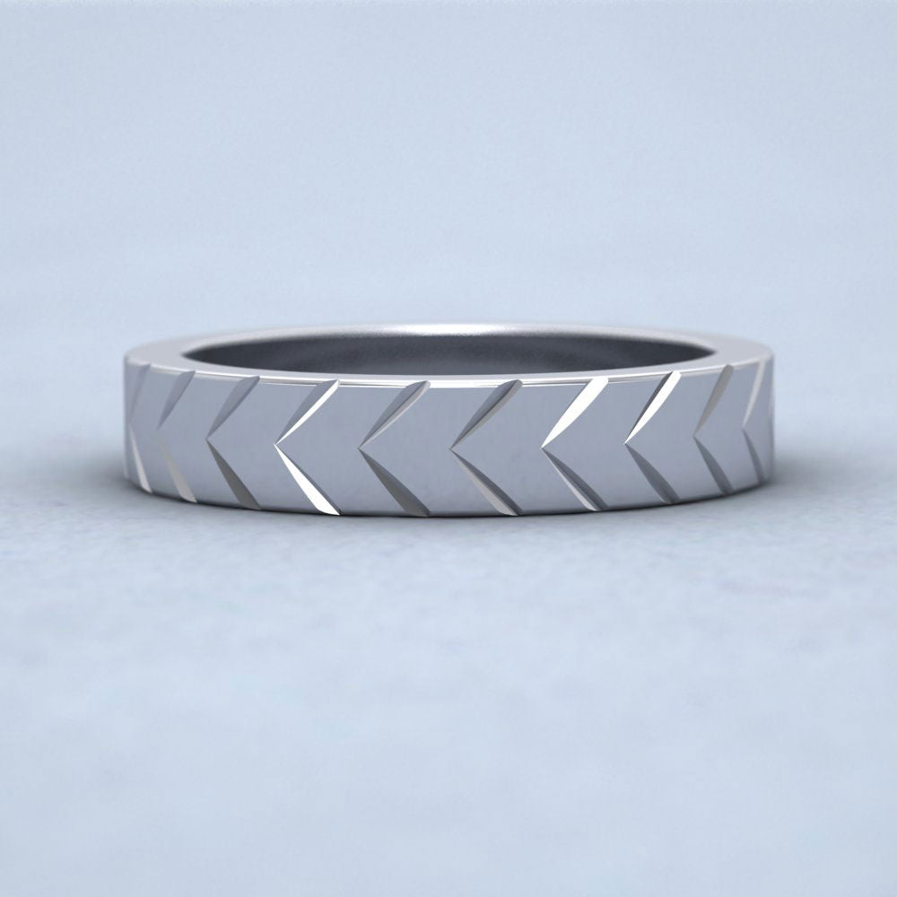 Chevron Pattern Sterling Silver 4mm Wedding Ring