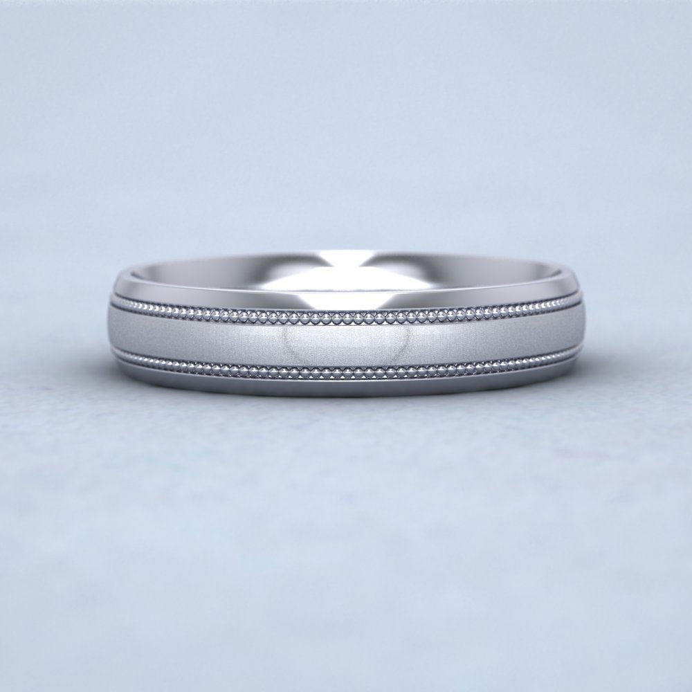 Millgrain And Contrasting Matt And Shiny Finish 950 Platinum 4mm Wedding Ring