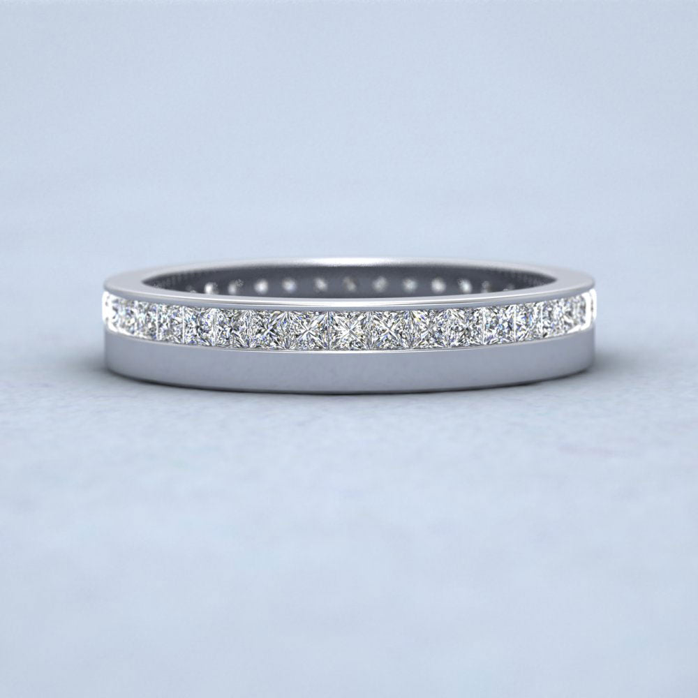 Full Channel Set Princess Cut Diamond 14ct White Gold 3.5mm Wedding Ring