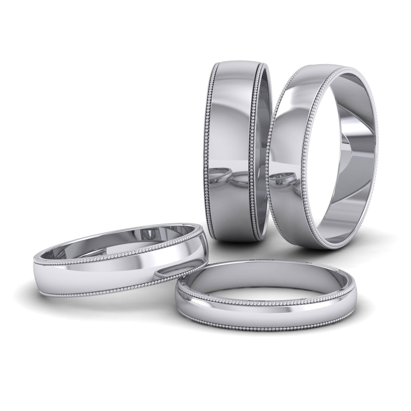 Millgrained Edge 9ct White Gold 5mm Wedding Ring