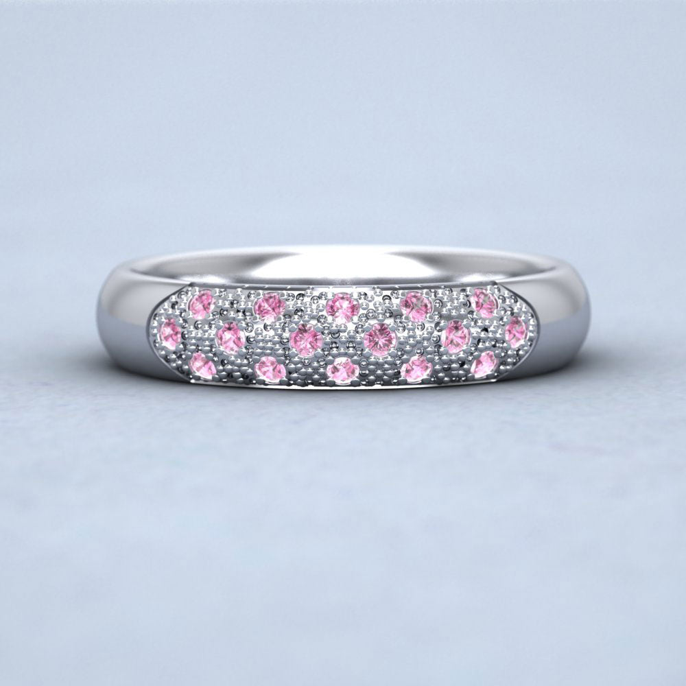 Pave Set Pink Sapphire 950 Platinum 4mm Wedding Ring