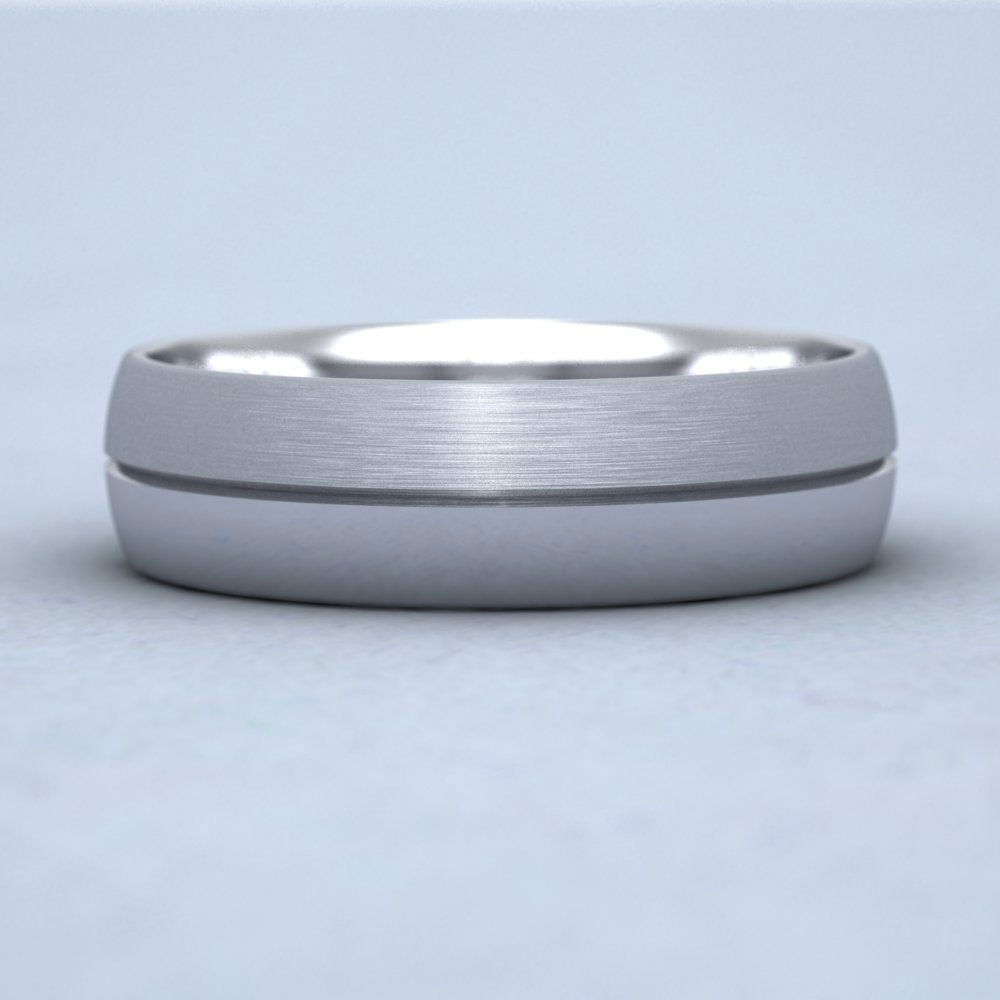 Matt And Polished Line Patterned 950 Palladium 6mm Wedding Ring