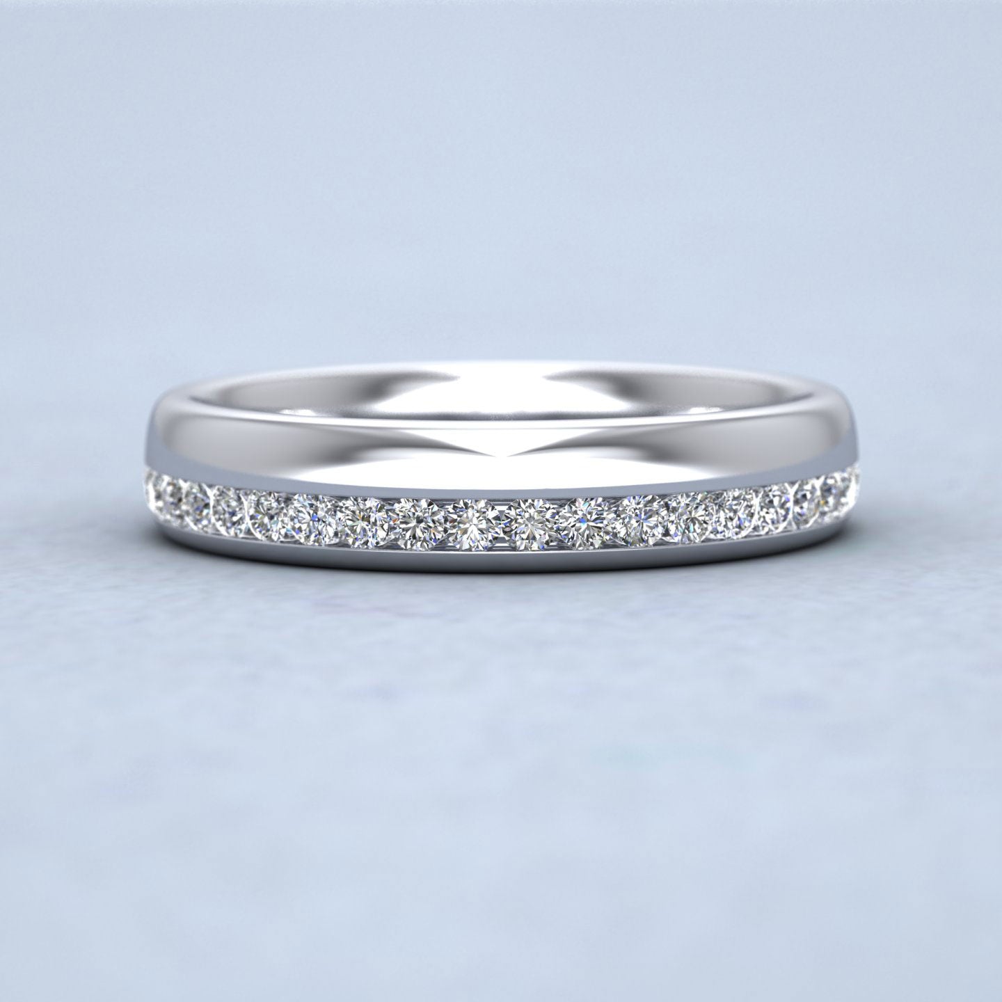 Asymmetric Half Channel Set Diamond 950 Platinum 4mm Ring
