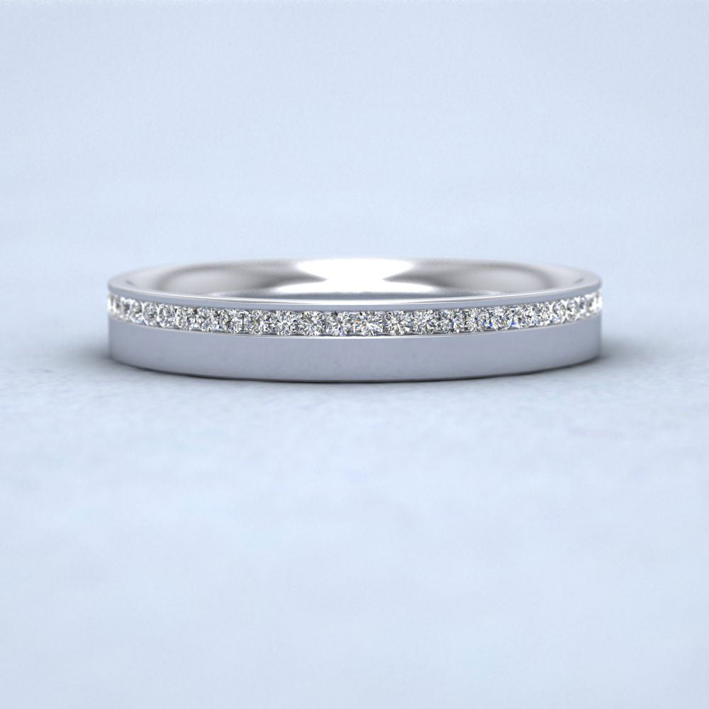 Asymmetric Half Channel Set Diamond 9ct White Gold 3mm Ring