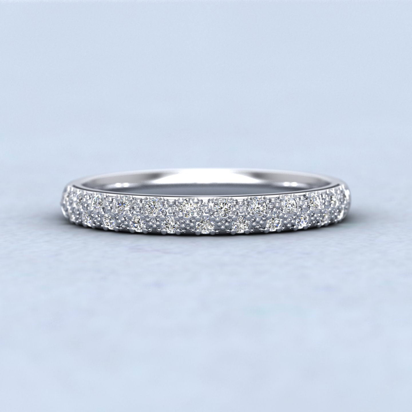 Pave Set Diamond (0.176ct) 9ct White Gold 2.5mm Wedding Ring