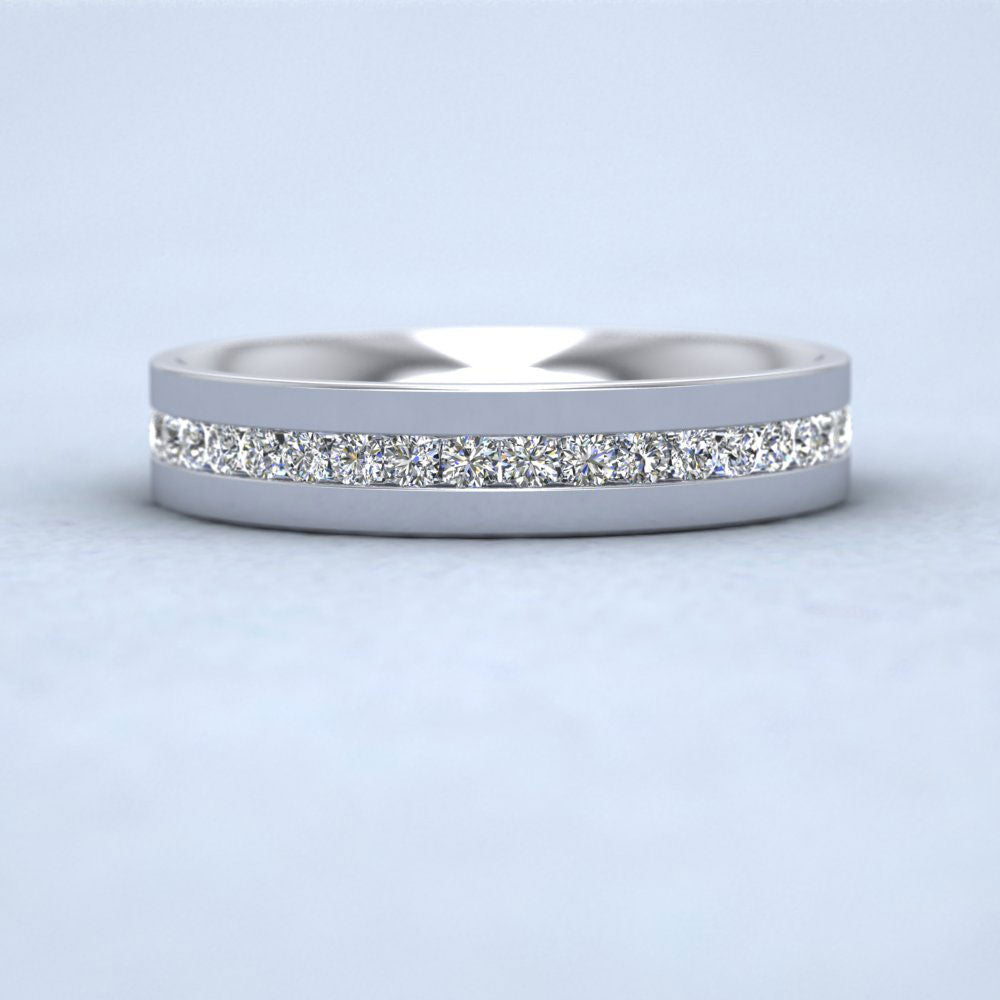 Channel Set Round Diamond (0.25ct) Half Set 18ct White Gold Flat 3.5mm Ring