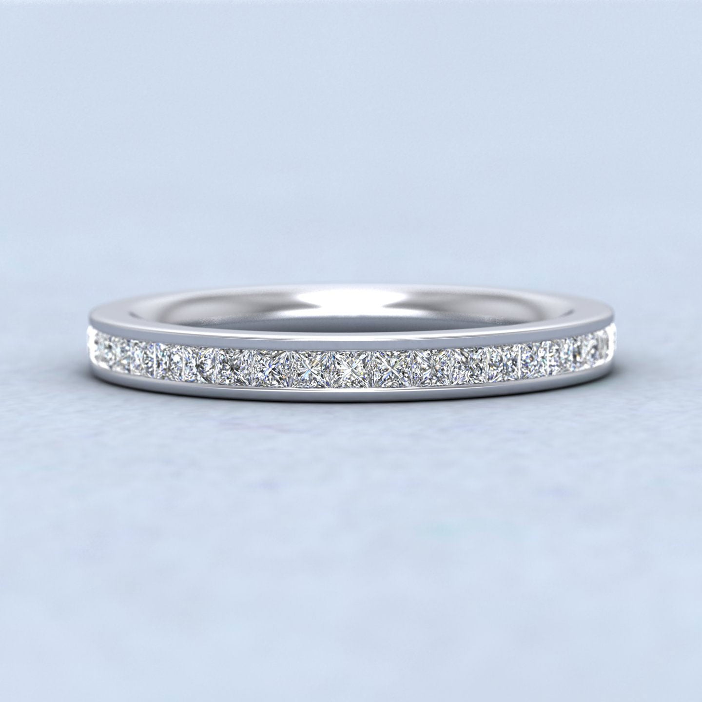 Full Channel Set Princess Cut Diamond 950 Palladium 2.5mm Wedding Ring
