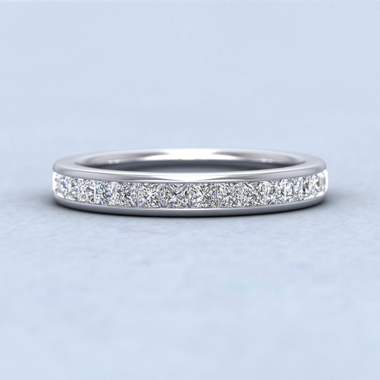 Channel Set Princess Cut Diamond 500 Palladium 3mm Wedding Ring