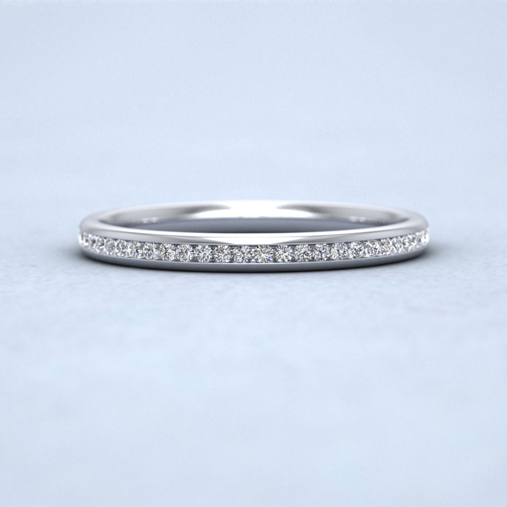 Half Channel Set 0.13ct Round Brilliant Cut Diamond 9ct White Gold 2mm Ring