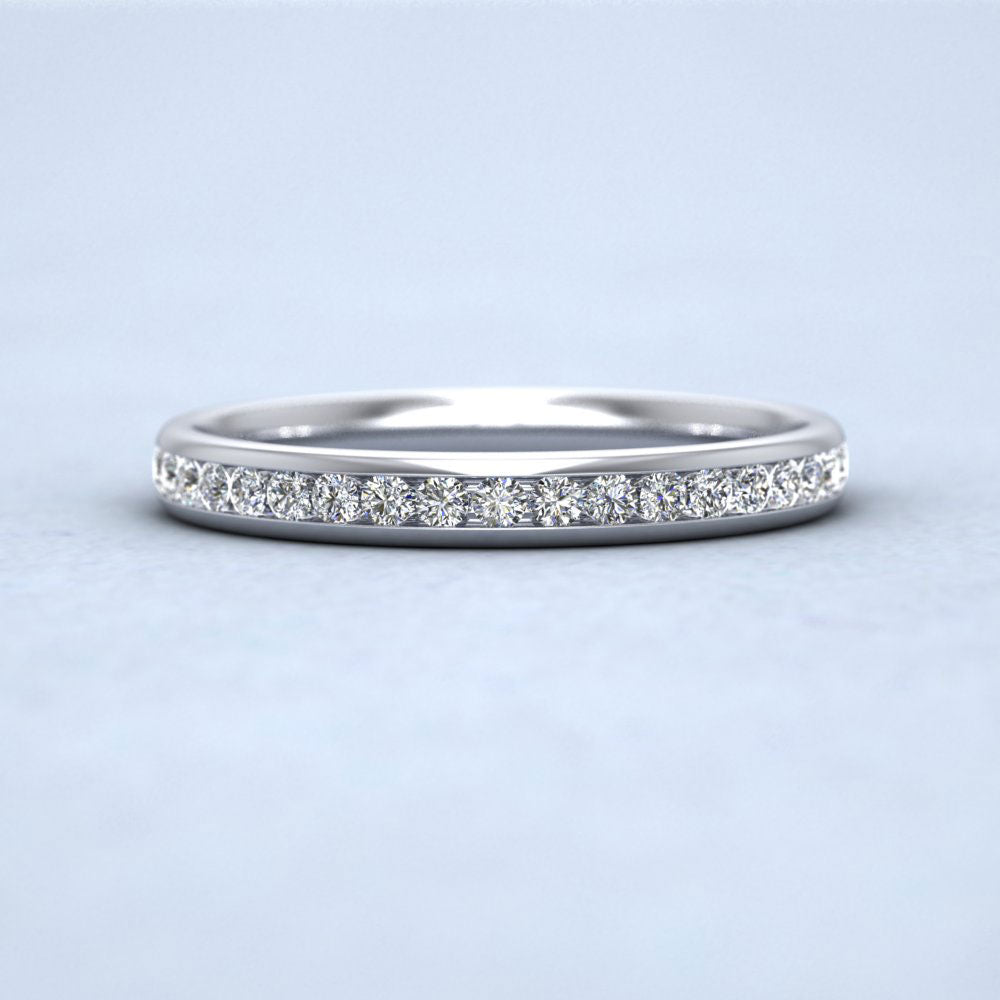 Half Channel Set 0.24ct Round Brilliant Cut Diamond 950 Platinum 2.5mm Ring