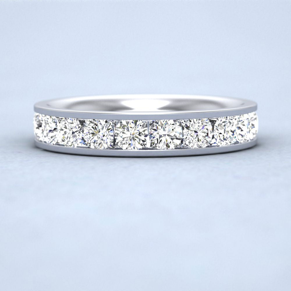 Full Channel Set 2ct Round Brilliant Cut Diamond 950 Platinum 4mm Ring