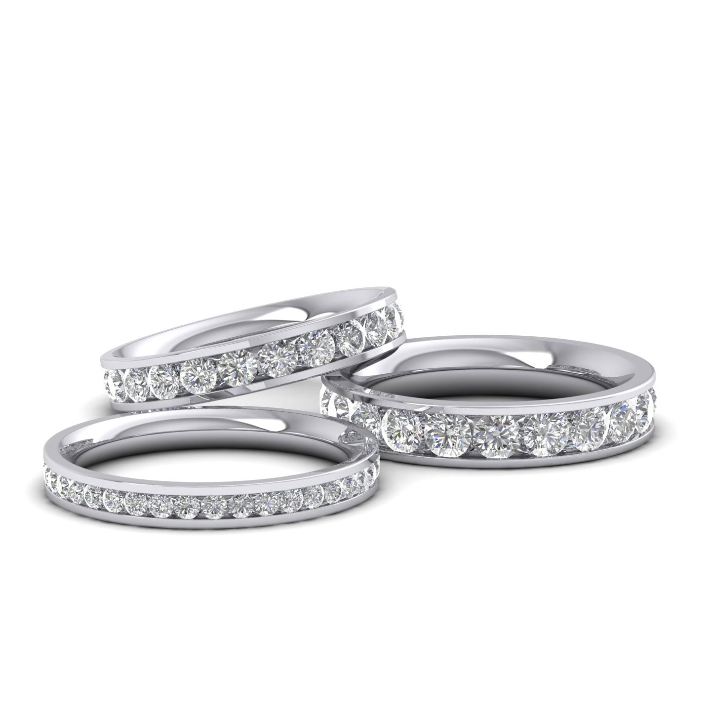 Full Channel Set 1.5ct Round Brilliant Cut Diamond 18ct White Gold 3.5mm Ring