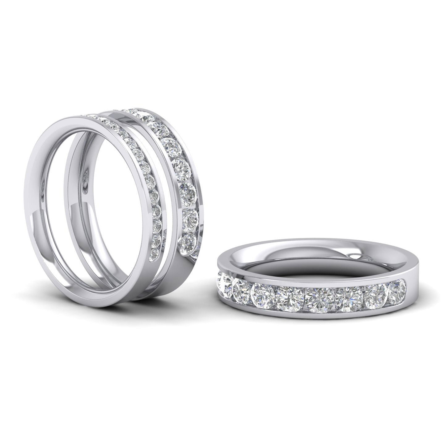 Half Channel Set 0.75ct Round Brilliant Cut Diamond 950 Platinum 3.5mm Ring