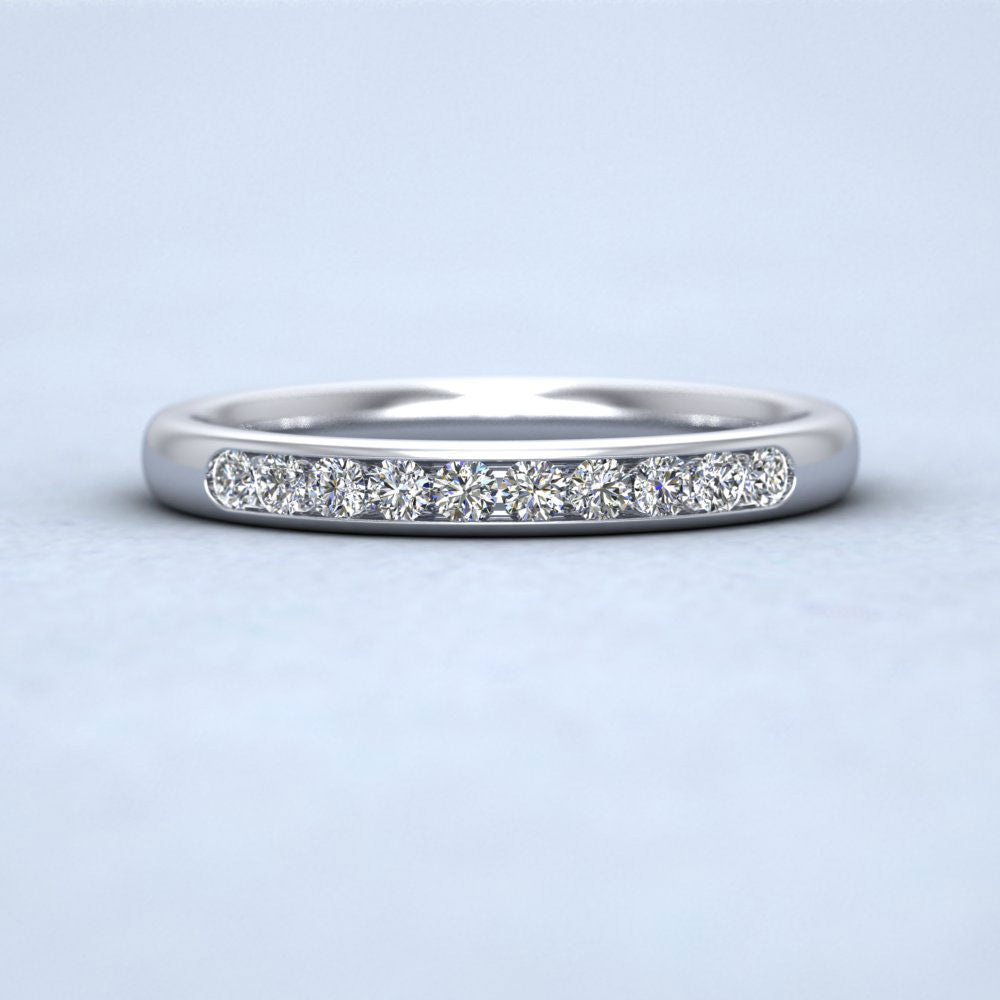 Ten Stone 0.2ct Channel Set Diamond 9ct White Gold 2.5mm Ring