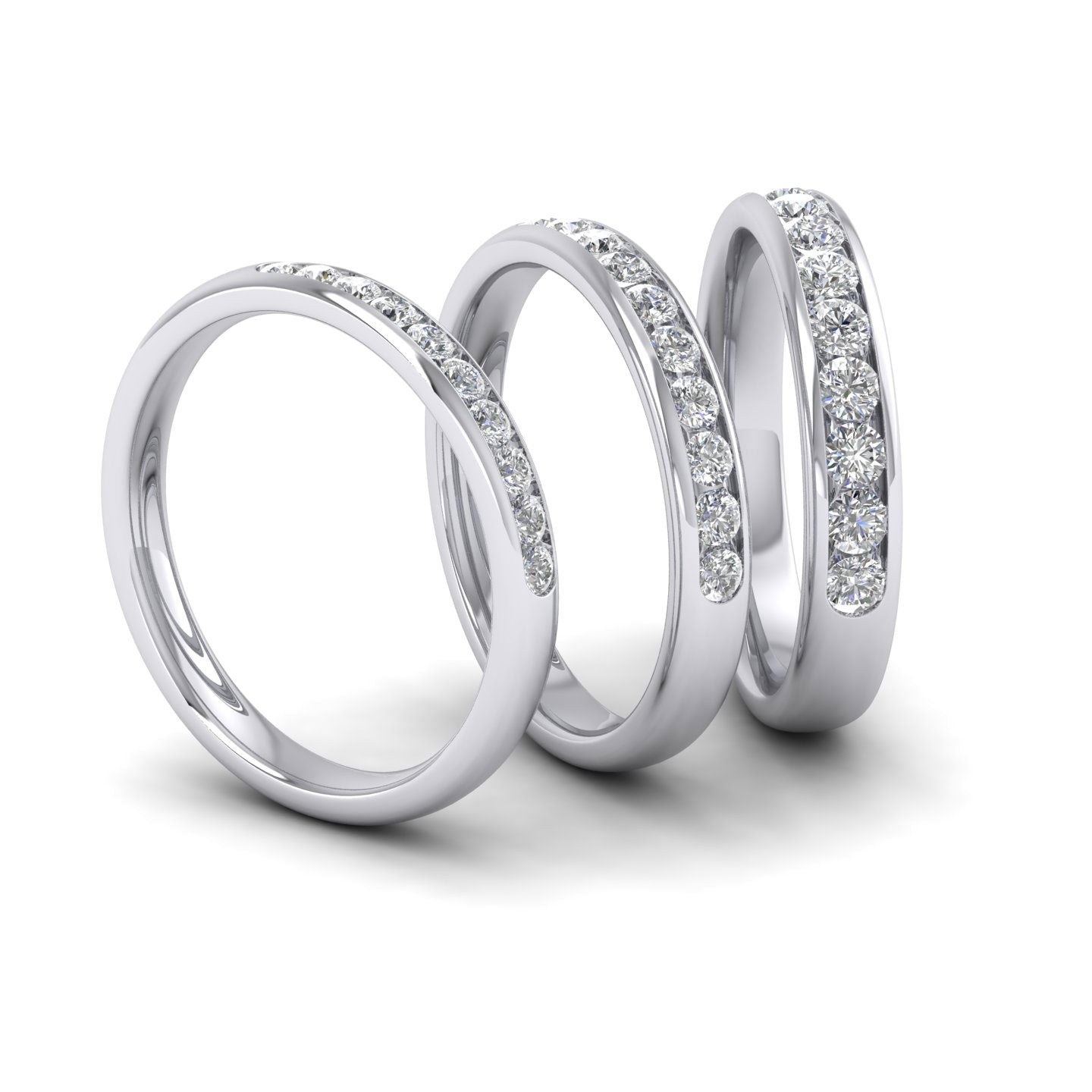 Ten Stone 0.2ct Channel Set Diamond 9ct White Gold 2.5mm Ring