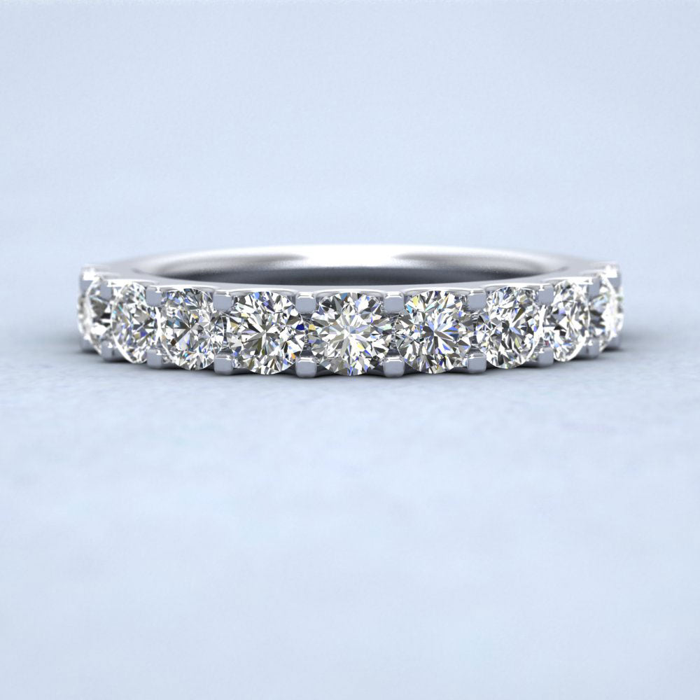 Round Claw 1.00ct Half Diamond Set 950 Platinum 3.5mm Ring