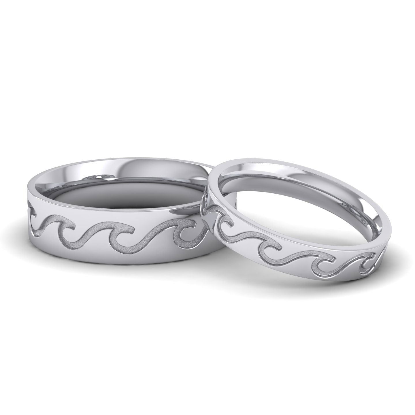 Wave Pattern 950 Platinum 4mm Wedding Ring