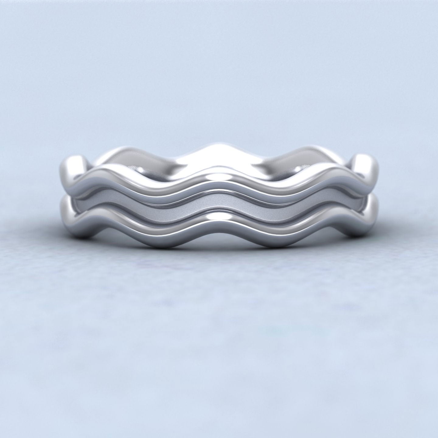 Double Wave 9ct White Gold 4mm Wedding Ring