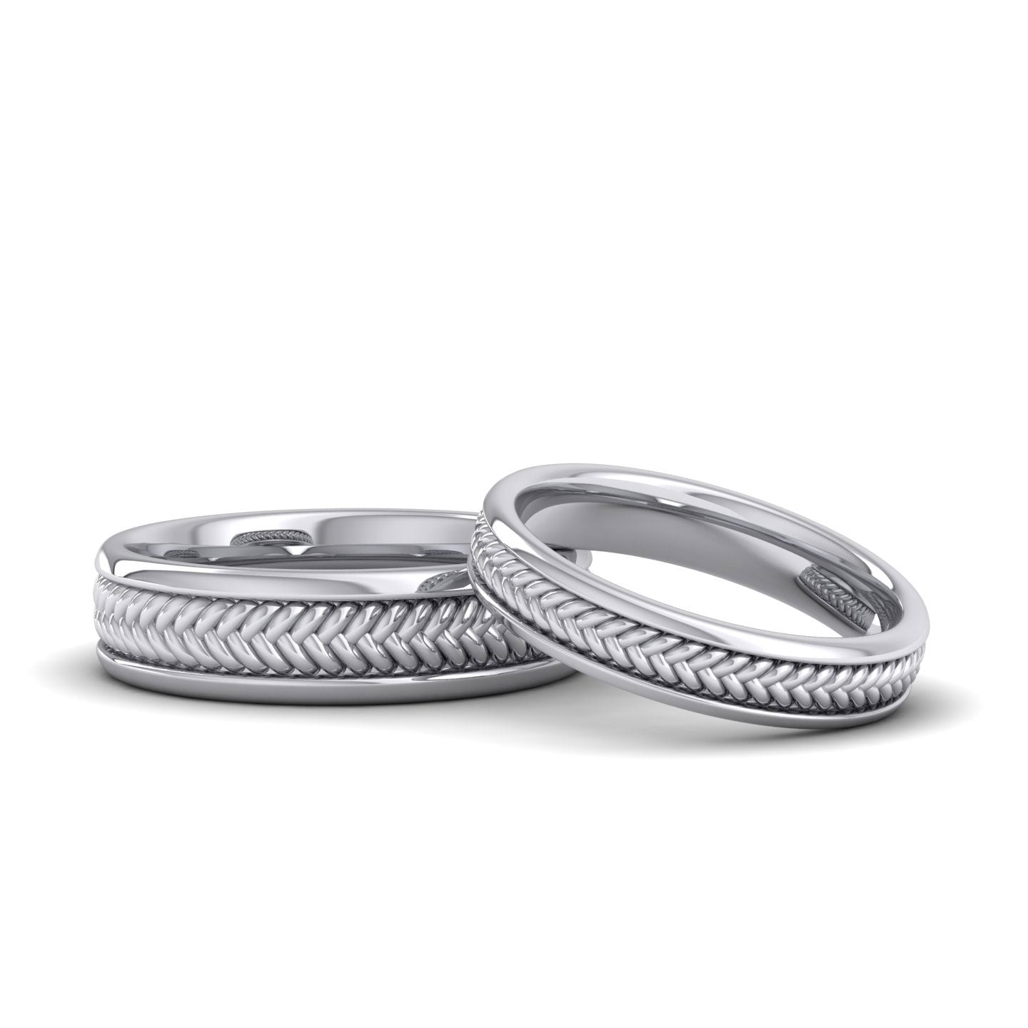 Braided Pattern 18ct White Gold 6mm Wedding Ring