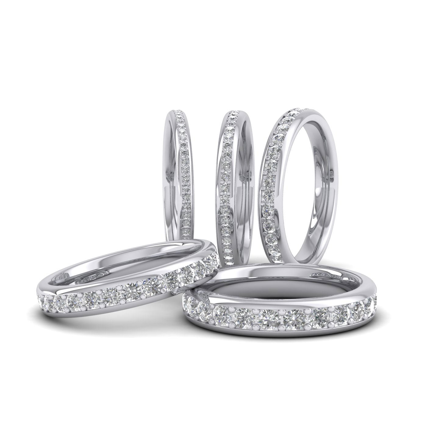 Full Bead Set 1.08ct Round Brilliant Cut Diamond 18ct White Gold 3.5mm Ring