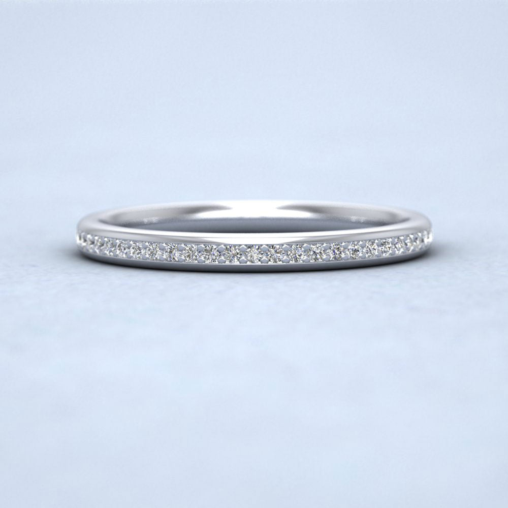 Half Bead Set 0.13ct Round Brilliant Cut Diamond 950 Platinum 2mm Wedding Ring