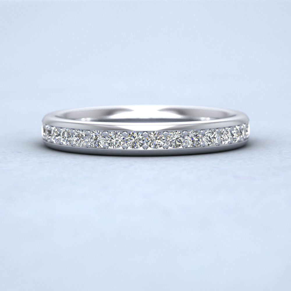 Half Bead Set 0.34ct Round Brilliant Cut Diamond 950 Platinum 3mm Ring