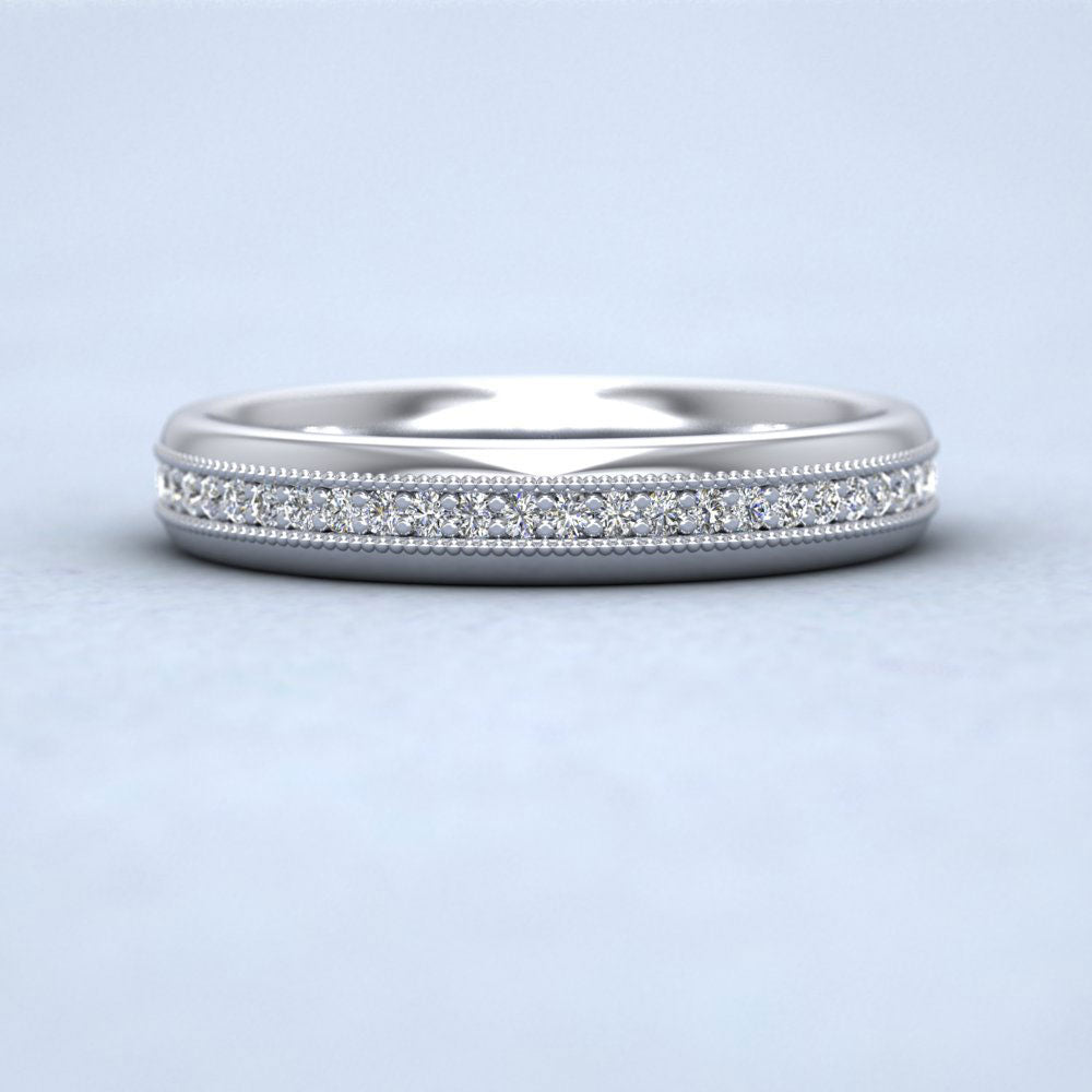 Half Set Ring With Round Brilliant Cut Diamonds With Set In Millgrain Surround (0.14ct) 18ct White Gold 3.5mm Ring