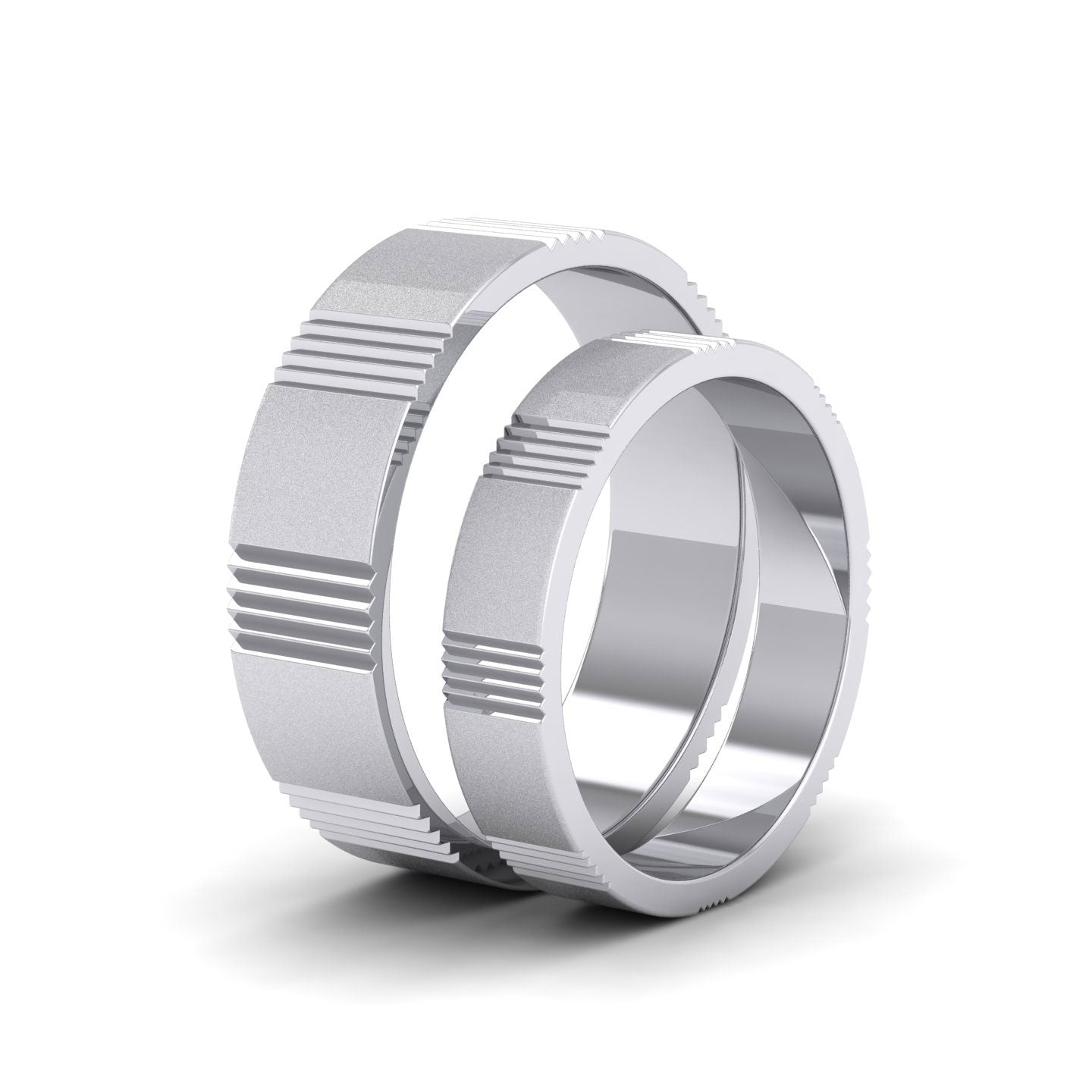 Across Groove Pattern Sterling Silver 4mm Flat Wedding Ring