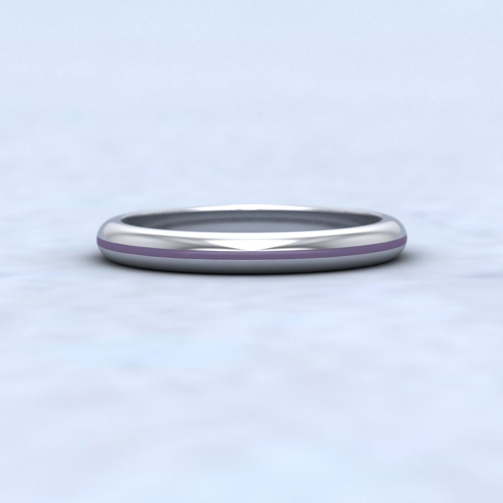 Lilac Enamelled 18ct White Gold 2.5mm Wedding Ring