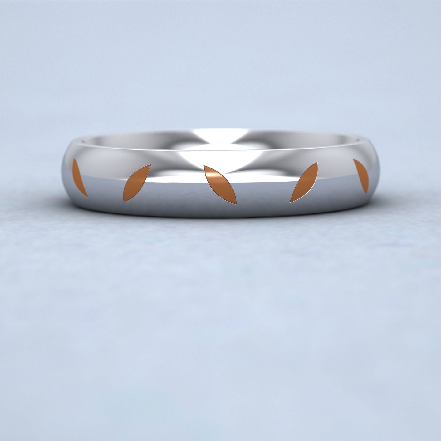 Peach Enamelled Sterling Silver 4mm Wedding Ring