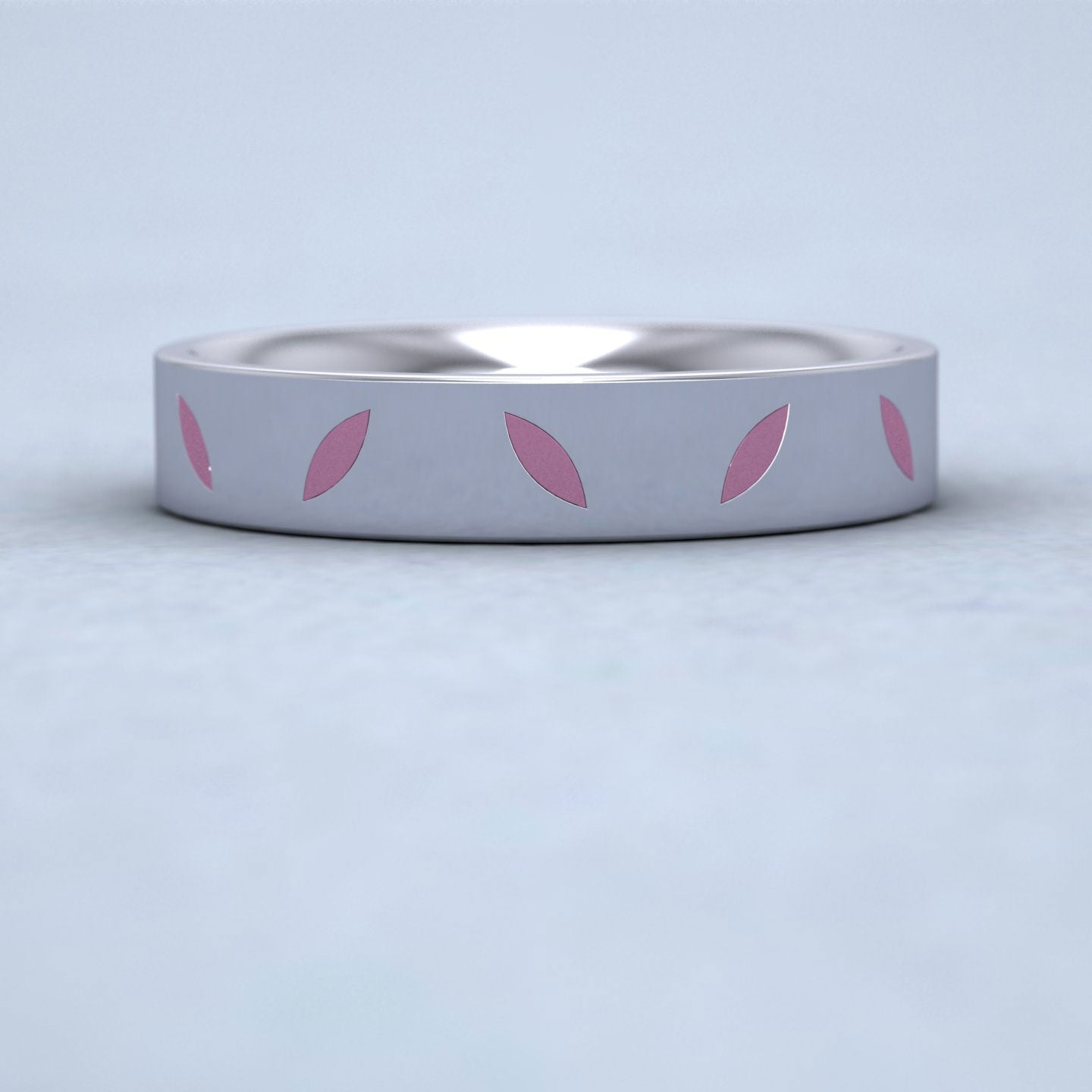 Pink Enamelled Sterling Silver 4mm Wedding Ring