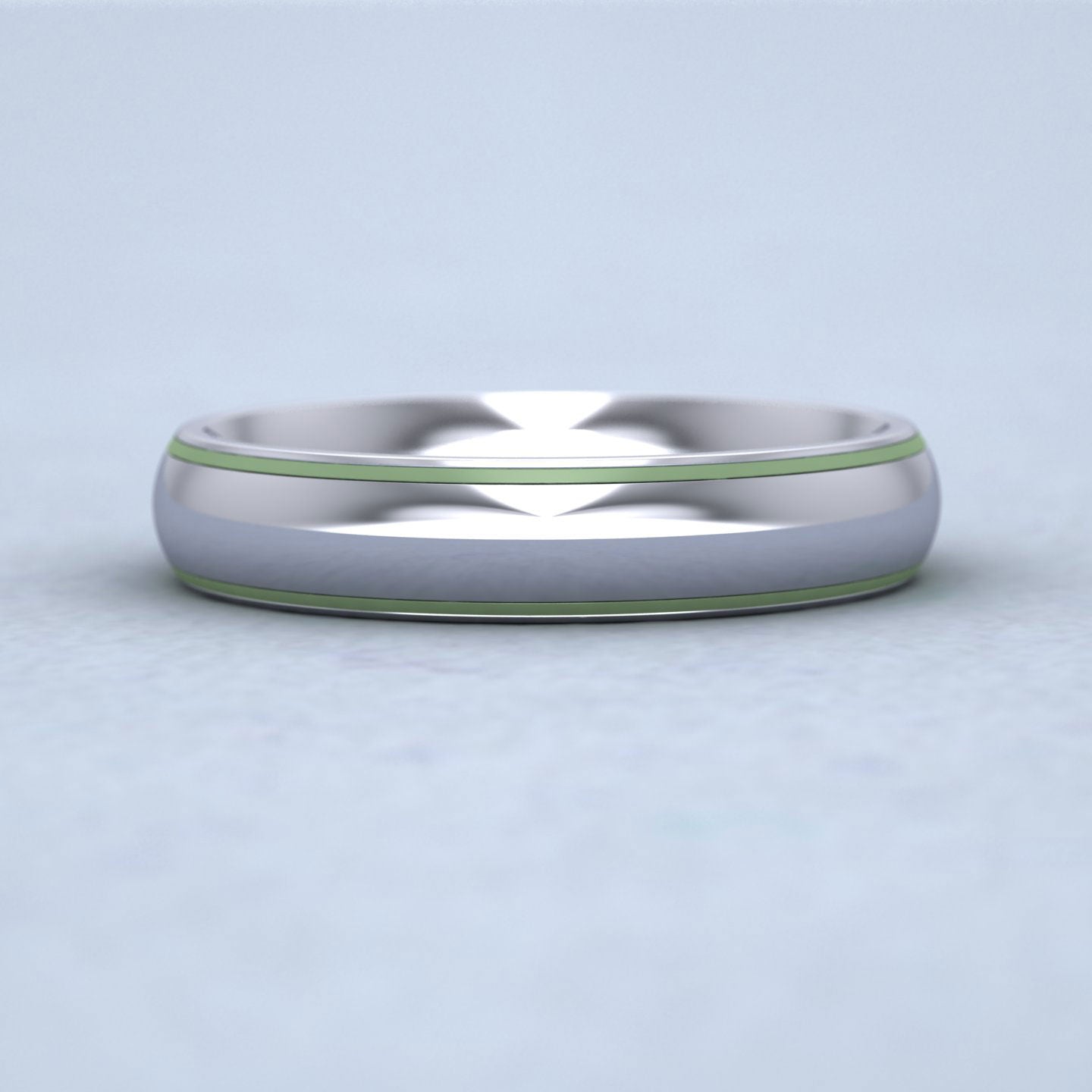 Lime Green Edge Line Enamelled Sterling Silver 4mm Wedding Ring