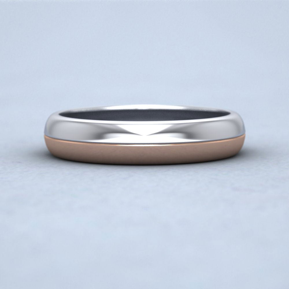 Half And Half Two Colour 18ct White And Rose Gold 4mm Wedding Ring