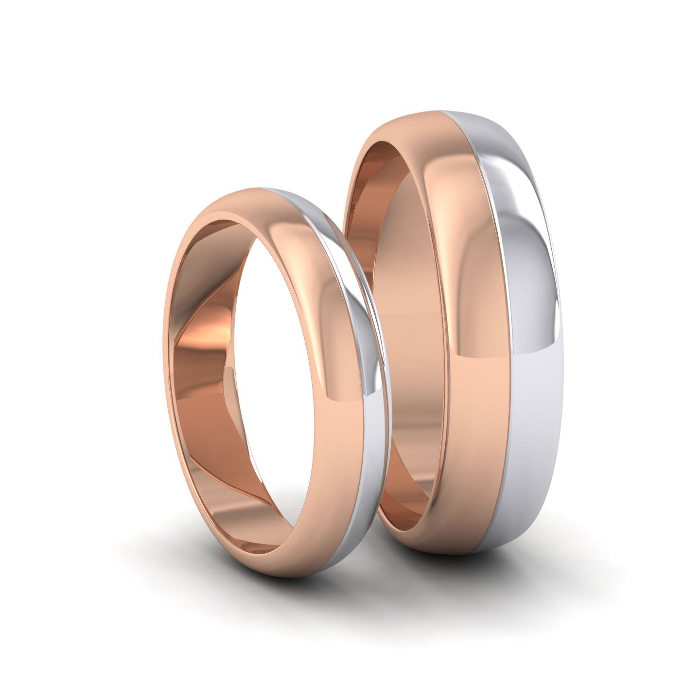 Half And Half Two Colour 18ct White And Rose Gold 6mm Wedding Ring