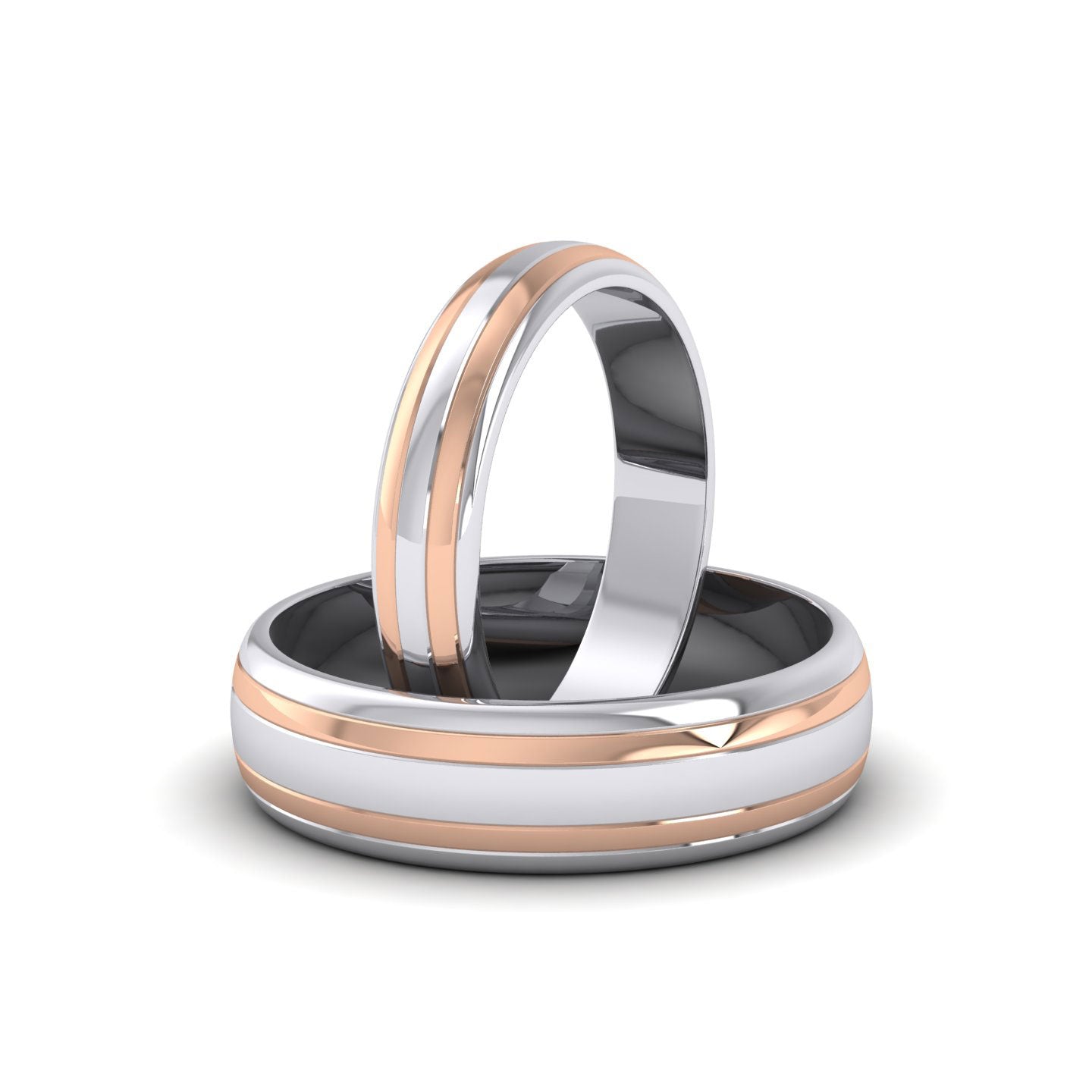 Double Band Two Colour 950 Palladium And Rose Gold 6mm Wedding Ring