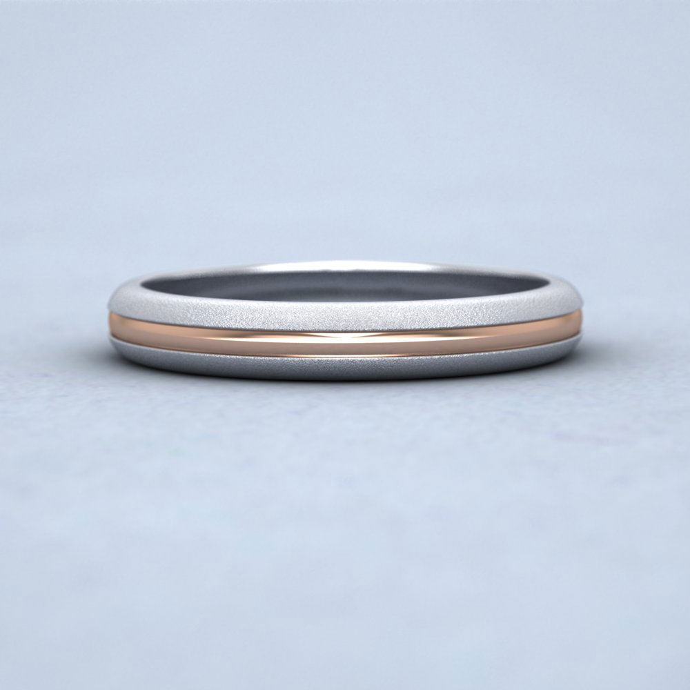 Recessed Centre Two Colour 18ct White And Rose Gold 3mm Wedding Ring