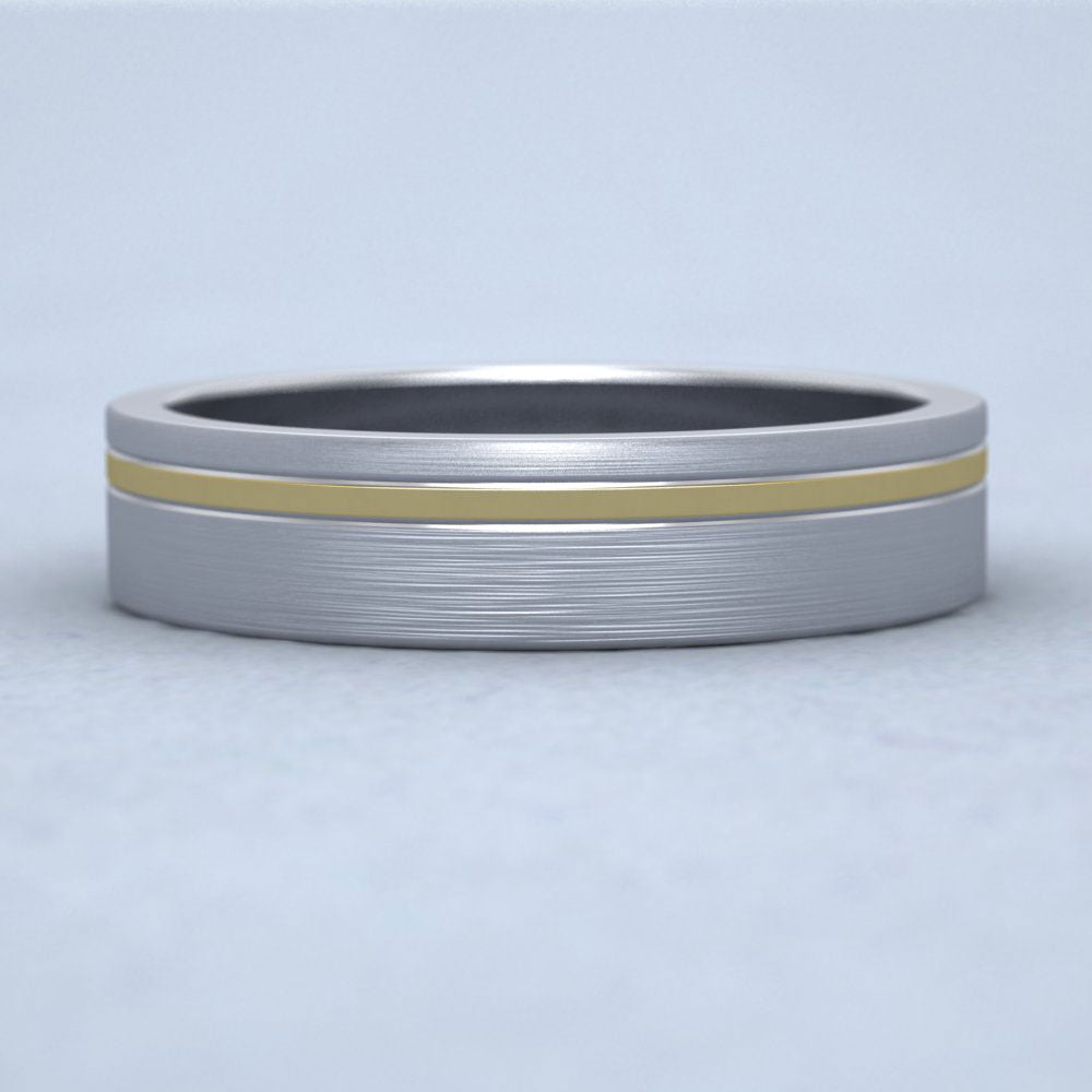 Asymmetric Two Colour 950 Palladium And 9ct Yellow Gold 5mm Wedding Ring G