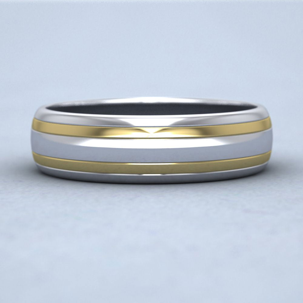 Double Band Two Colour 9ct White And Yellow Gold 6mm Wedding Ring
