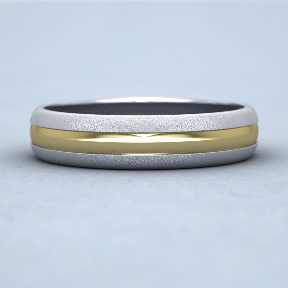 Recessed Centre Two Colour 9ct White And Yellow Gold 5mm Wedding Ring