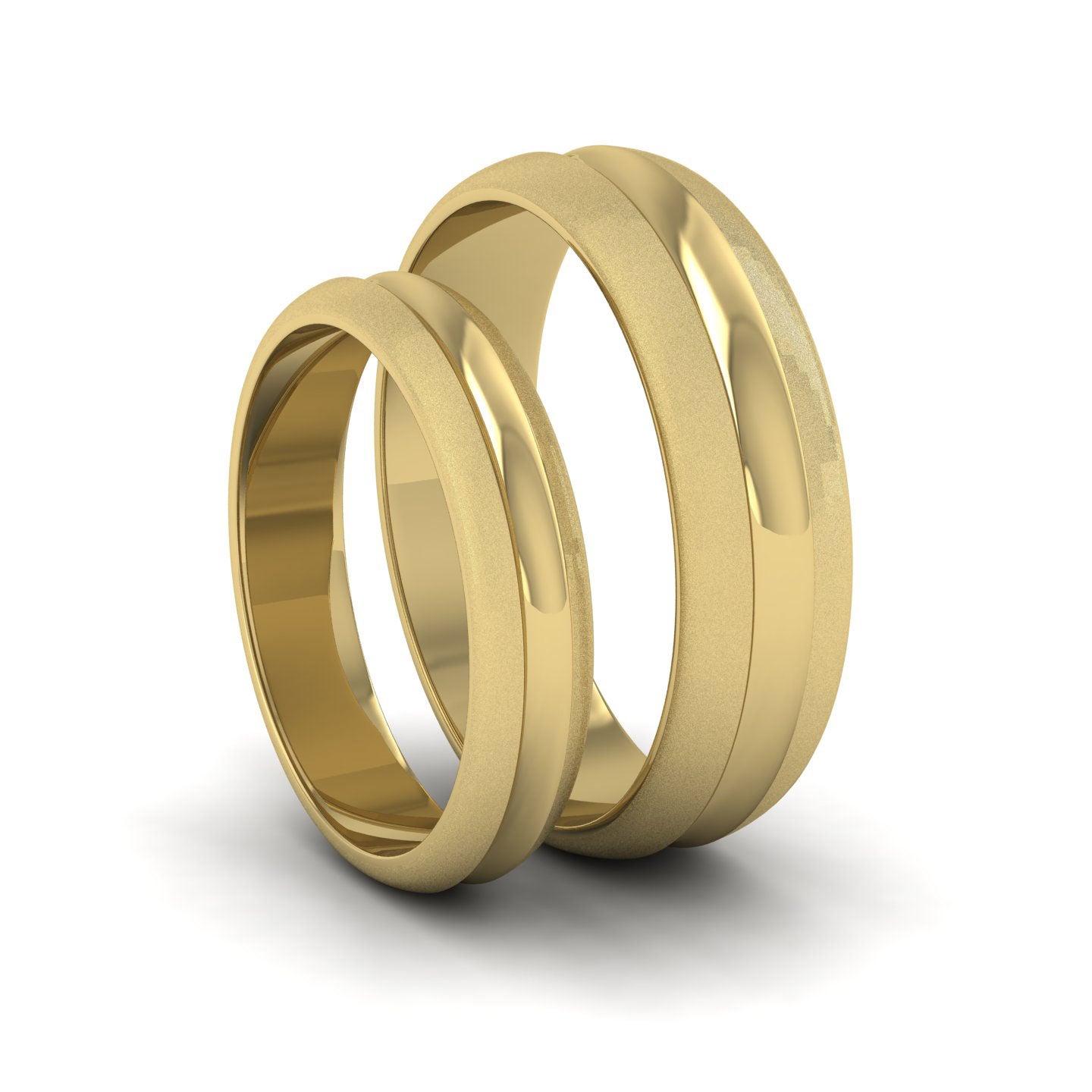 Bullnose Groove Pattern 22ct Yellow Gold 4mm Wedding Ring