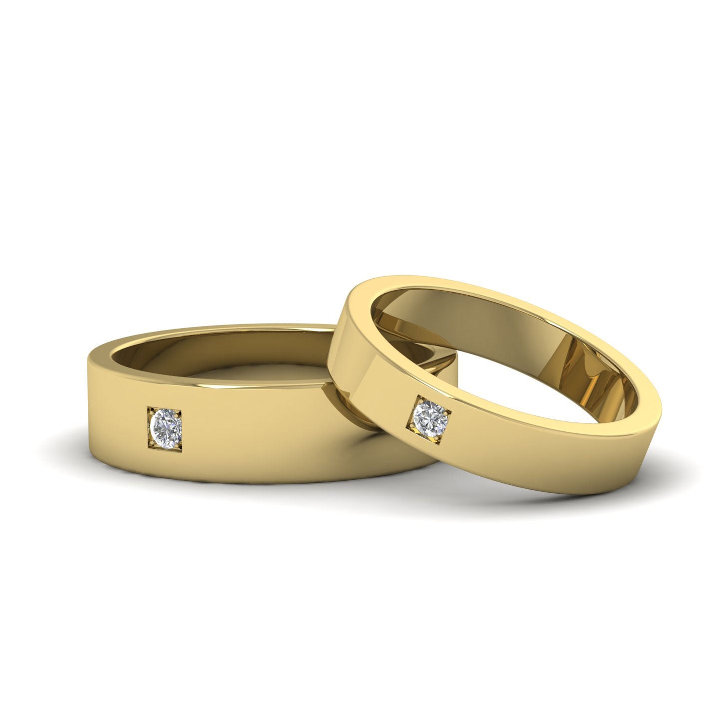 Single Diamond With Square Setting 18ct Yellow Gold 6mm Wedding Ring